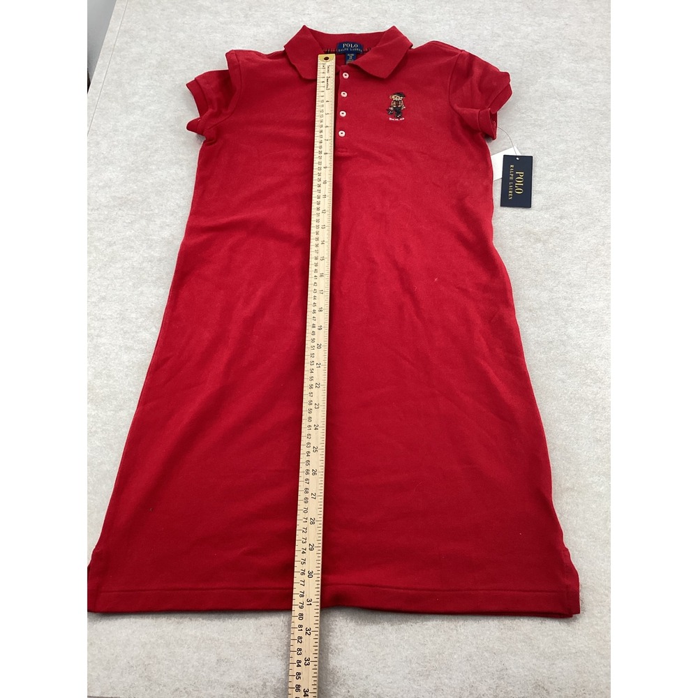 Polo Ralph Lauren Girls Red Polo Bear Stretch Mesh Dress Tennis dress XL 16 New - Picture 6 of 8